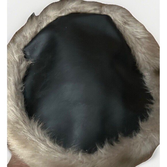 United Hatters Cap Fur Leather Pillbox Warm City Russian Style Union Made Vtg - Picture 2 of 7
